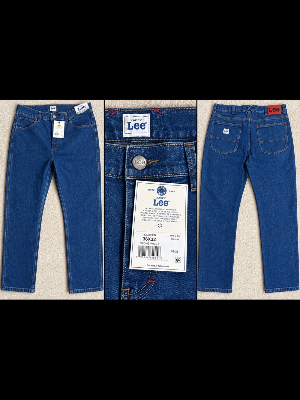 Lee Men's Stonewash Blue Straight Jeans